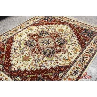 فرش ماشینی عرش طرح هریس کرم لاکی