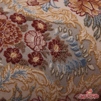 فرش  ماشینی ساوین طرح باغ لرزان کرم