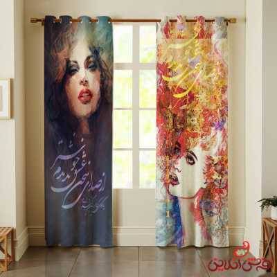 پرده 2عددی طرح نستعلیق و چهره کد 2357