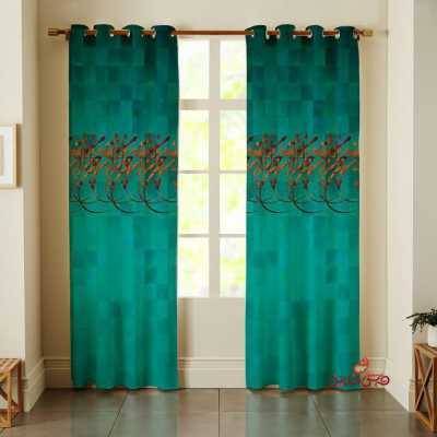 پرده 2عددی نستعلیق سنتی آبی سنتی کد 2273