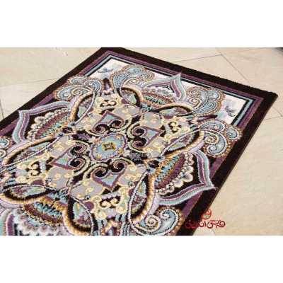 فرش ماشینی ساوین طرح شاه گل قهوه ای
