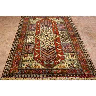 فرش دستباف خراسان طرح قشقایی گل ابریشم