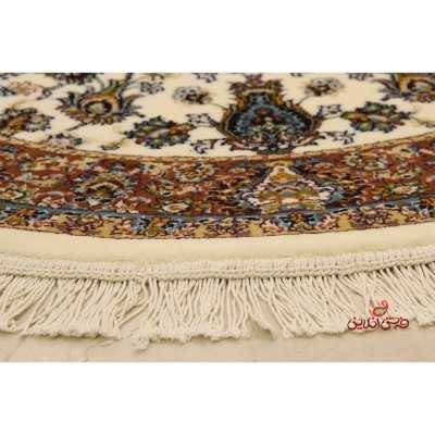 فرش گرد نگین مشهد کد 2591 کرم مسی