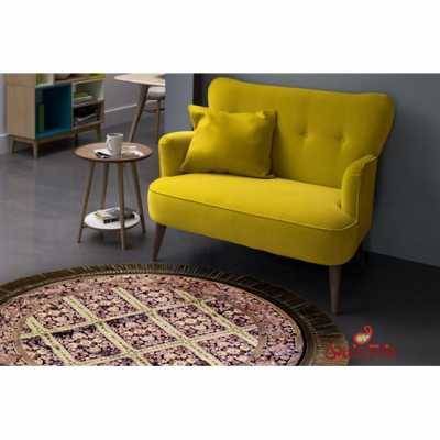 فرش گرد ماشینی عرش طرح بیژن مشکی بنفش