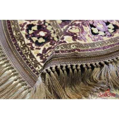 فرش گرد ماشینی عرش طرح برین مشکی بنفش