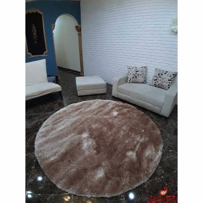 فرش شگی گرد نخ تری دی ترک نسکافه ای