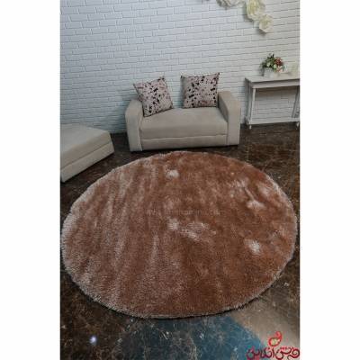 فرش شگی گرد نخ تری دی ترک نسکافه ای