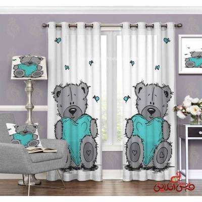 پرده 2عددی کودک طرح خرس کد 3159
