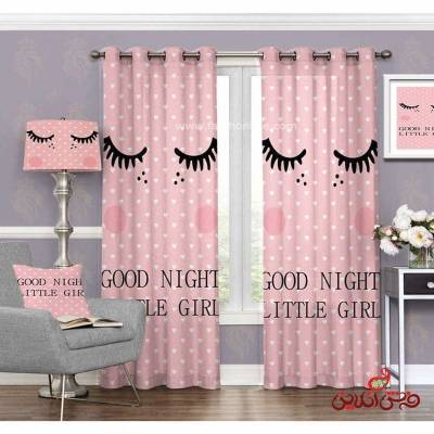 پرده 2عددی کودک طرح مژه کد 3172