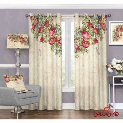 پرده طرح گل سرخ کد 3380