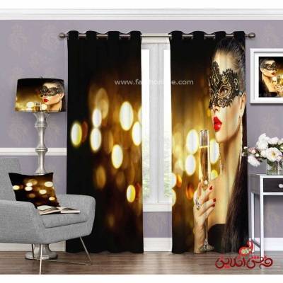 پرده طرح چهره زن نقابدار کد 3400