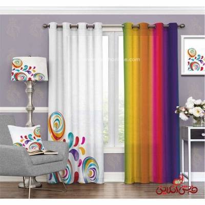 پرده طرح آمبره رنگین کمانی کد 3506
