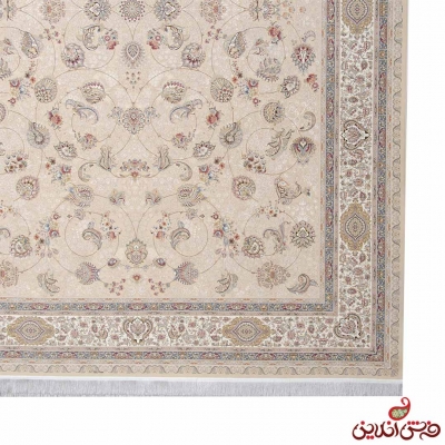 فرش ماشینی خاطره کویر کاشان طرح افشان کرم