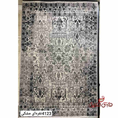 فرش ماشینی ساوین کلکسیون ویژن 4123 نقره ای، مشکی